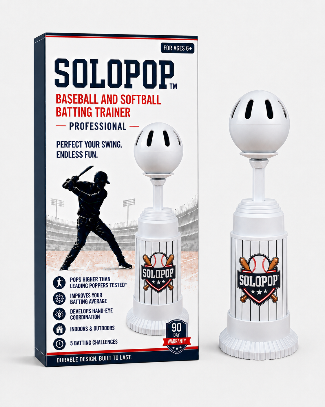 SOLOPOP baseball and softball batting trainer with exact retail package